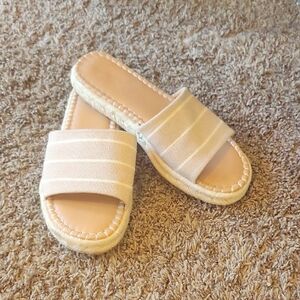 Women's Cream Slide Sandals